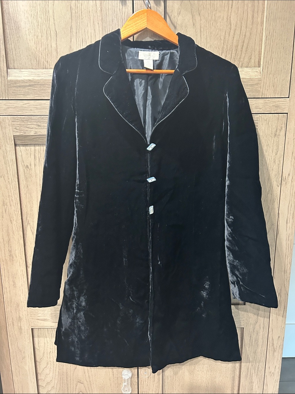 J Jill Black Velvet Longline Blazer Jacket